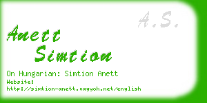 anett simtion business card
